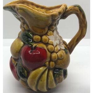 Vintage Relpco fruit Ceramic Colorful Pitcher Textured Fruit Wine